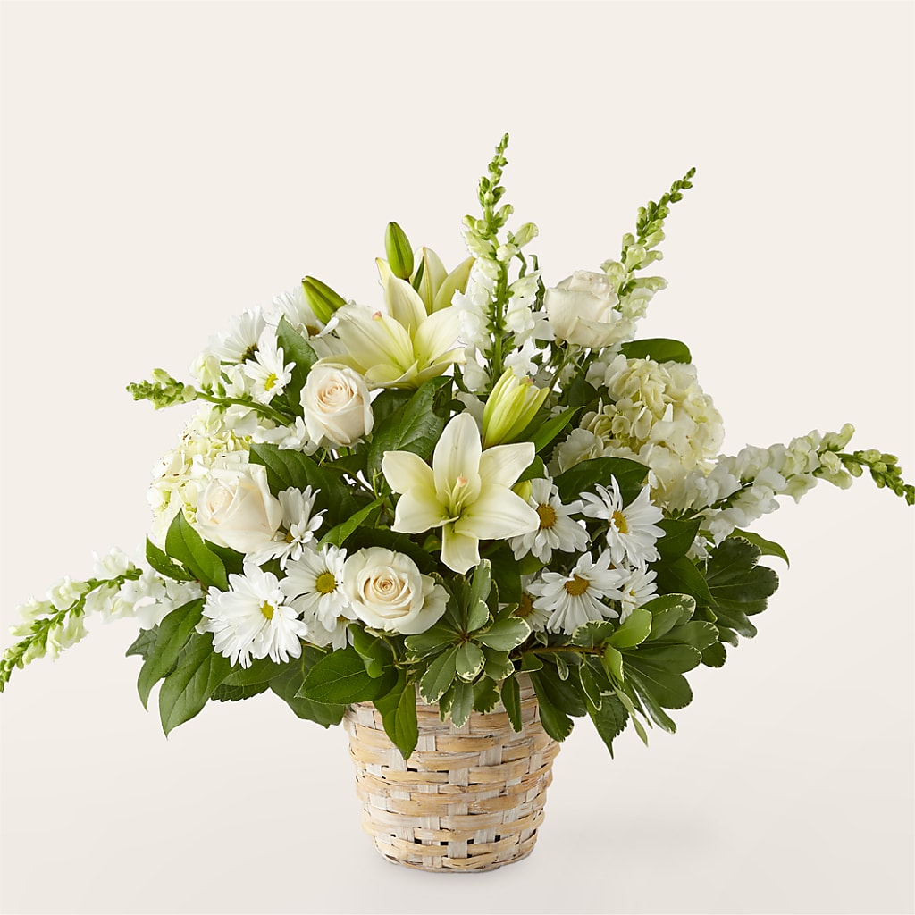 Ivory Elegance Floral Basket – Grass Valley Florist, Grass Valley CA