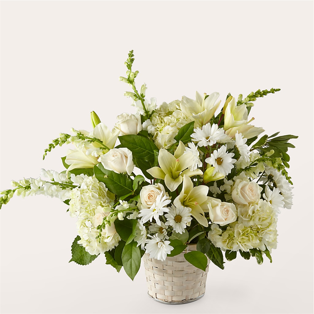 Ivory Elegance Floral Basket – Grass Valley Florist, Grass Valley CA